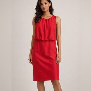 NEW PLANET SILK/WOOL PENCIL SKIRT DRESS, RED SIZE 10